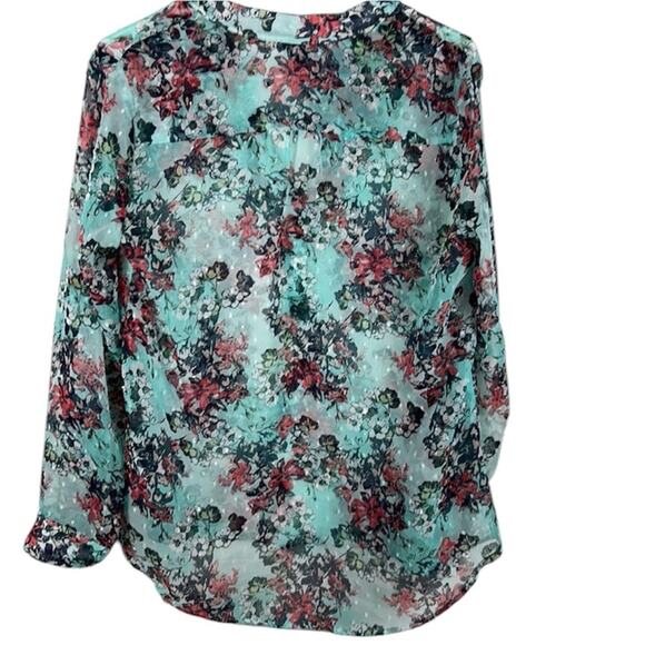 Kut From The Kloth Semi Sheer Swiss Dot Long Sleeve Floral Blouse Women’s Small - Picture 3 of 9